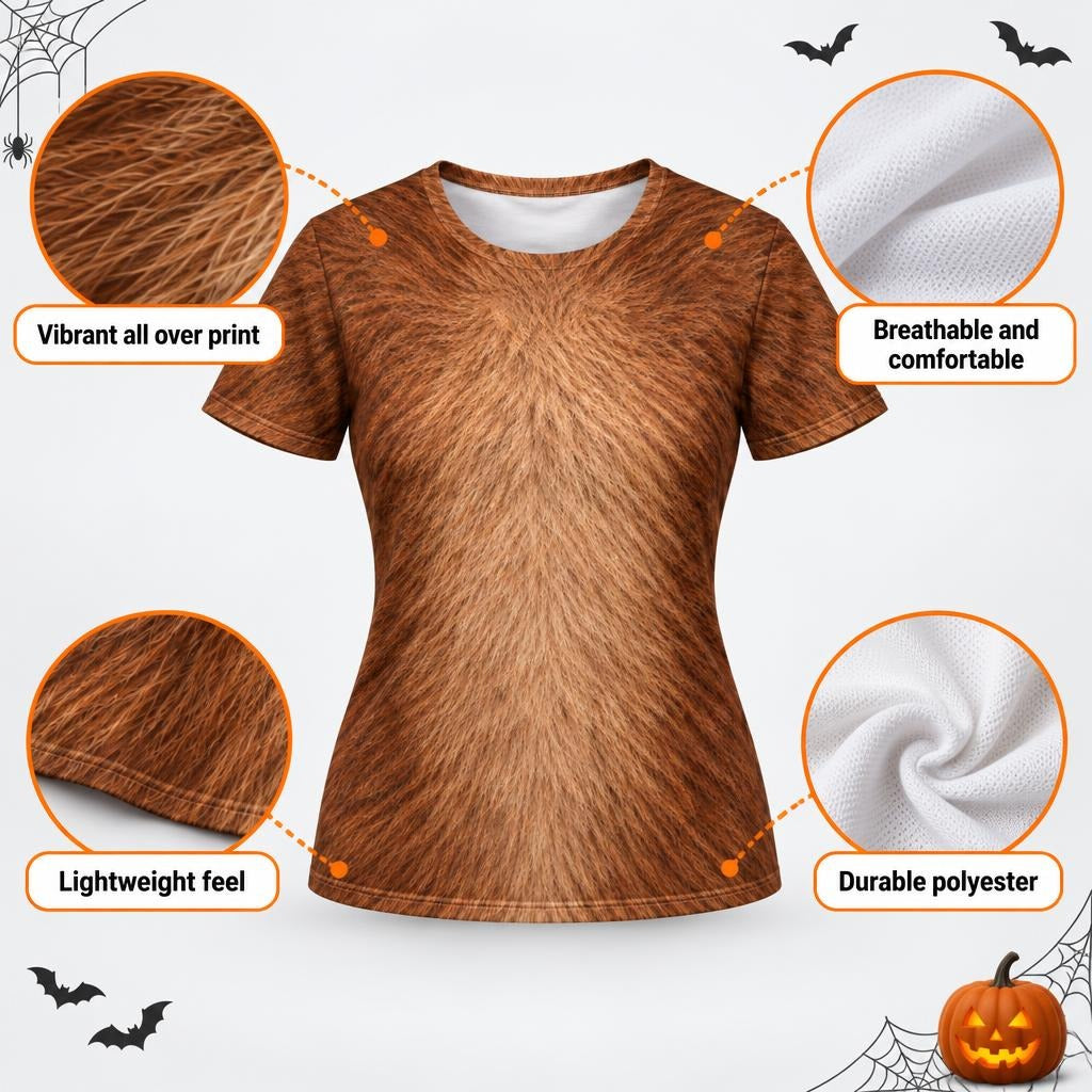 Cuddly Capybara Costume All Over Womens T Shirt Women's T-Shirts Old Glory