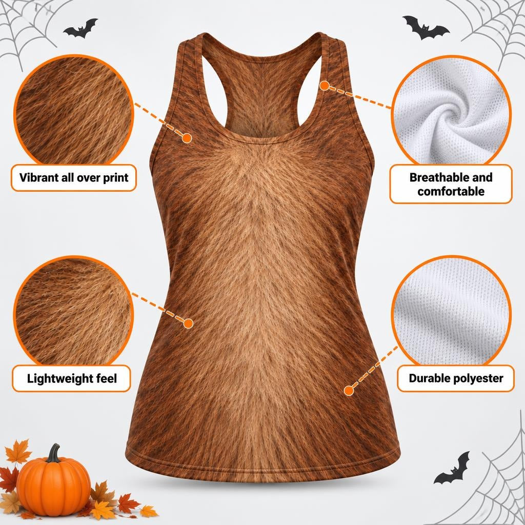 Cuddly Capybara Costume All Over Womens Work Out Tank Top Women's Tank Tops Old Glory