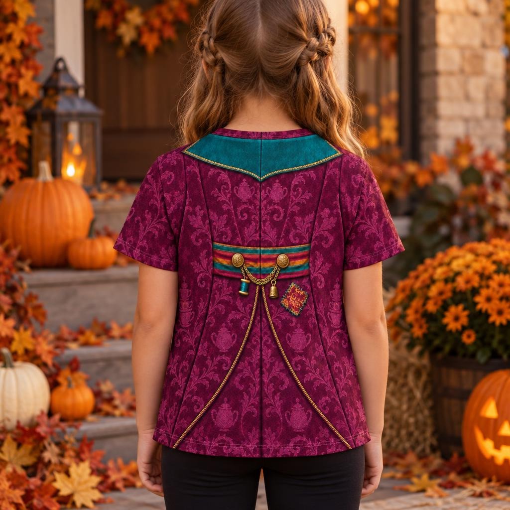 Crazy Mad Hatter Costume All Over Youth T Shirt Youth T-Shirts Old Glory