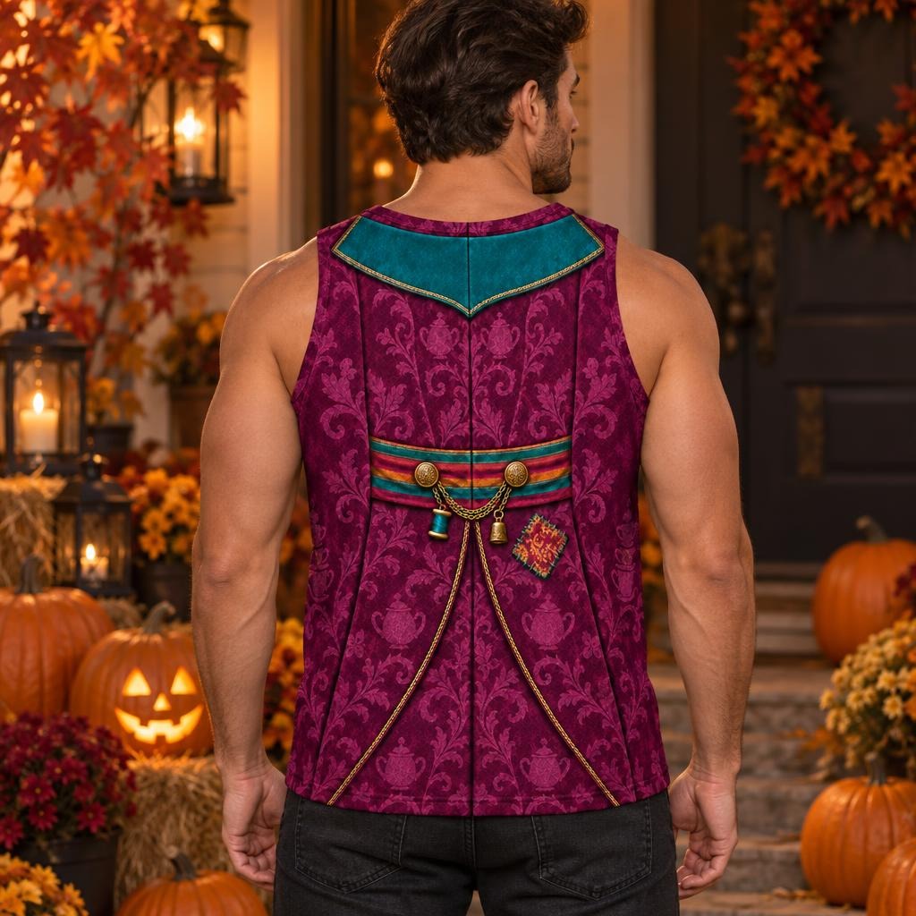 Crazy Mad Hatter Costume All Over Mens Tank Top Men's Tank Tops Old Glory