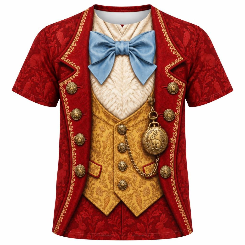 Rushed for Time Rabbit Costume All Over Mens T Shirt Men's T-Shirts Old Glory SM Multicolor