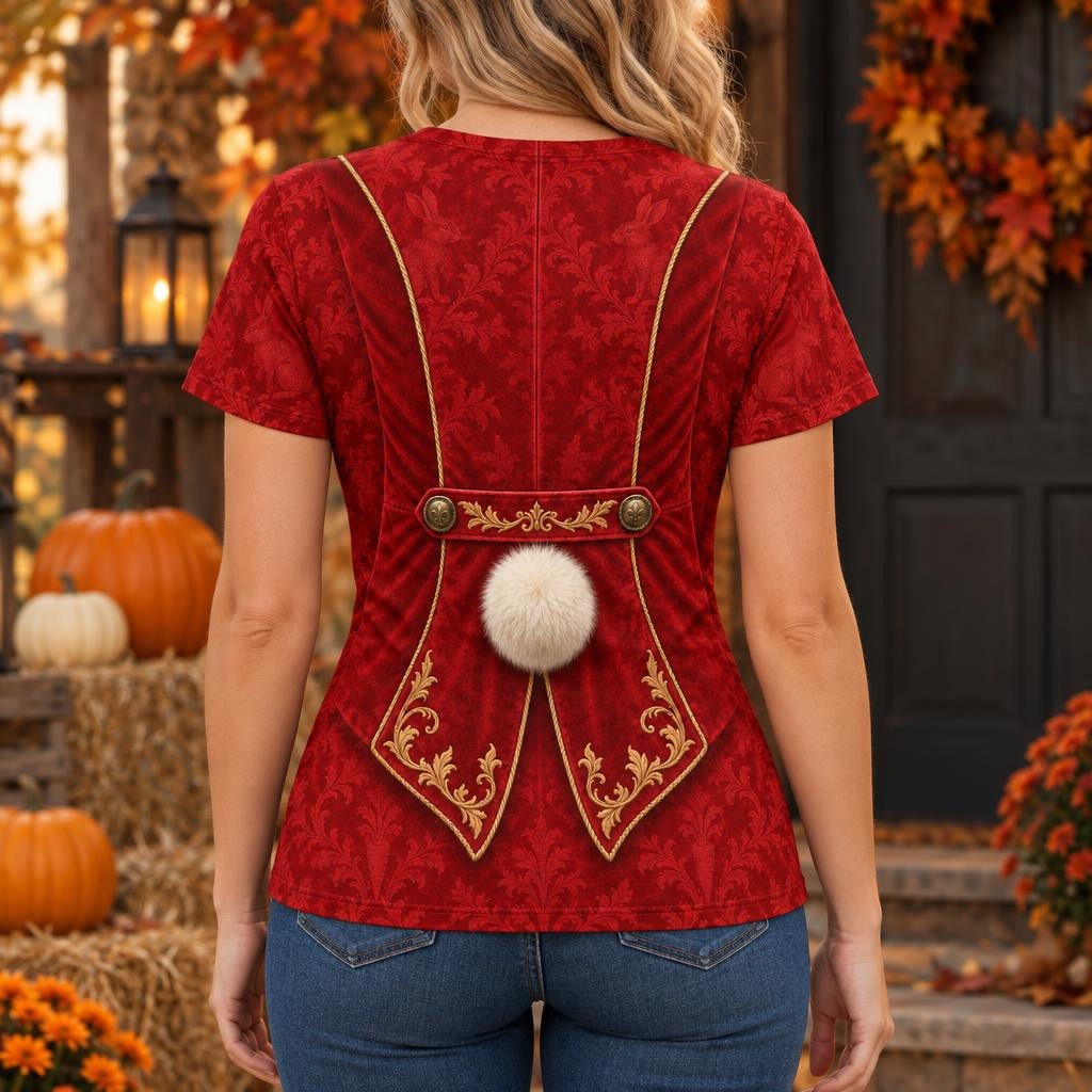 Rushed for Time Rabbit Costume All Over Womens T Shirt Women's T-Shirts Old Glory