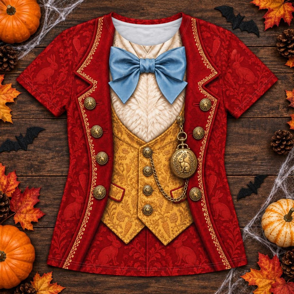 Rushed for Time Rabbit Costume All Over Womens T Shirt Women's T-Shirts Old Glory