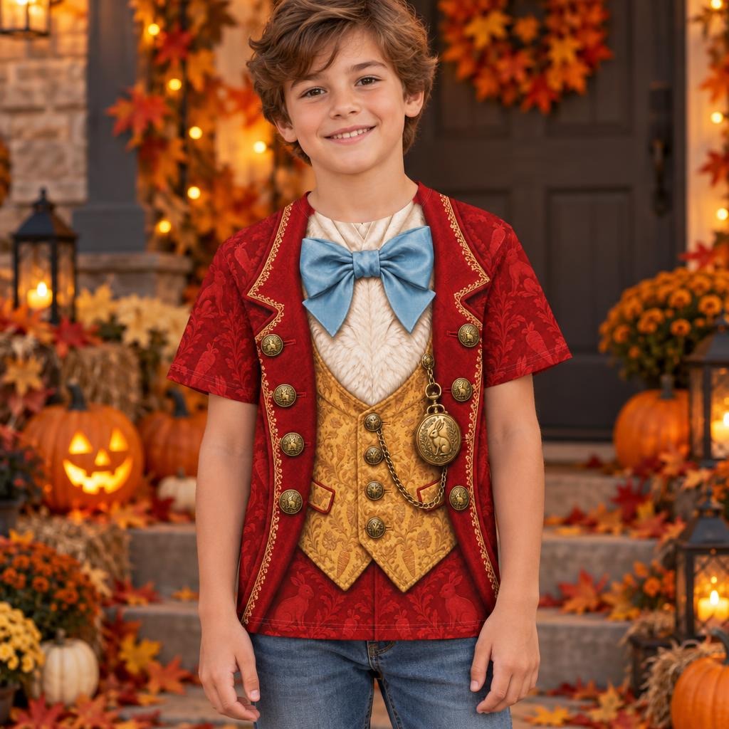 Rushed for Time Rabbit Costume All Over Youth T Shirt Youth T-Shirts Old Glory