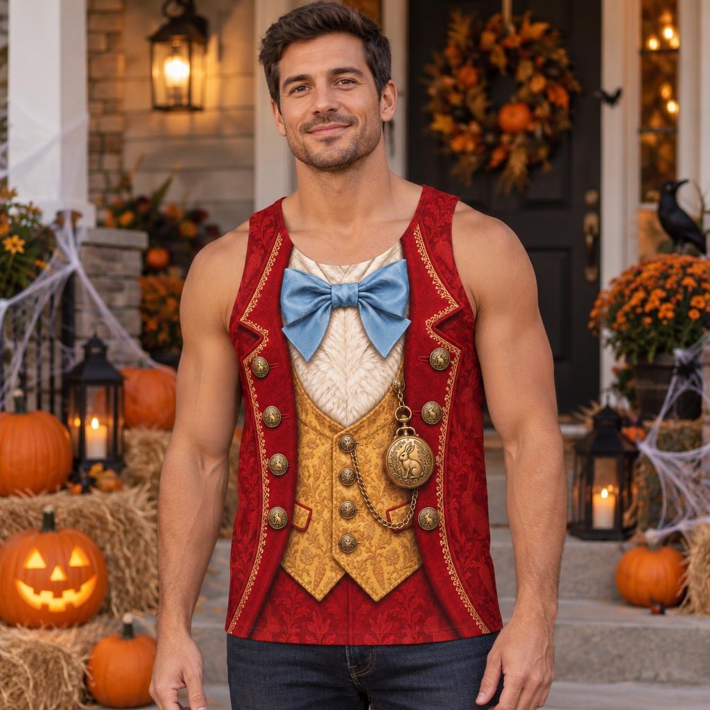 Rushed for Time Rabbit Costume All Over Mens Tank Top Men's Tank Tops Old Glory