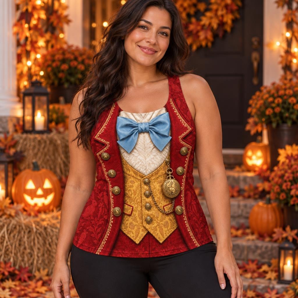Rushed for Time Rabbit Costume All Over Womens Work Out Tank Top Women's Tank Tops Old Glory