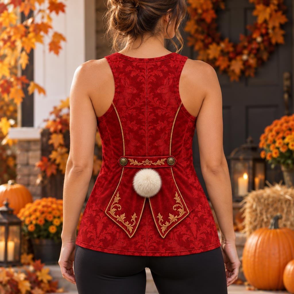 Rushed for Time Rabbit Costume All Over Womens Work Out Tank Top Women's Tank Tops Old Glory