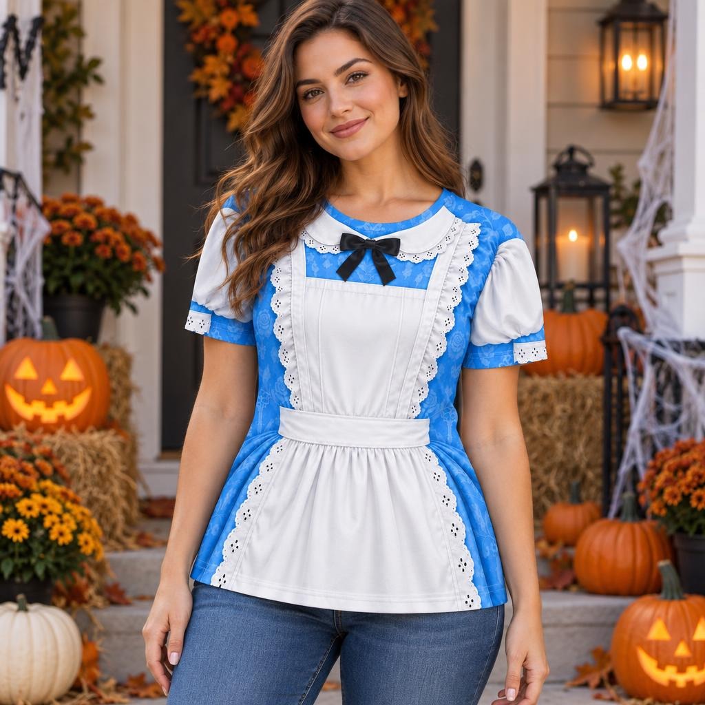 Adventurous Alice Costume All Over Womens T Shirt Women's T-Shirts Old Glory