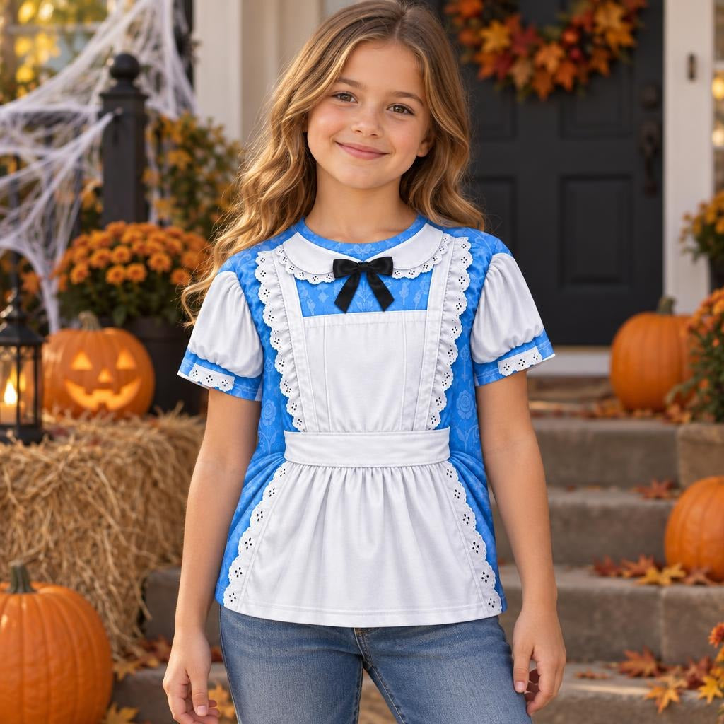 Adventurous Alice Costume All Over Youth T Shirt Youth T-Shirts Old Glory