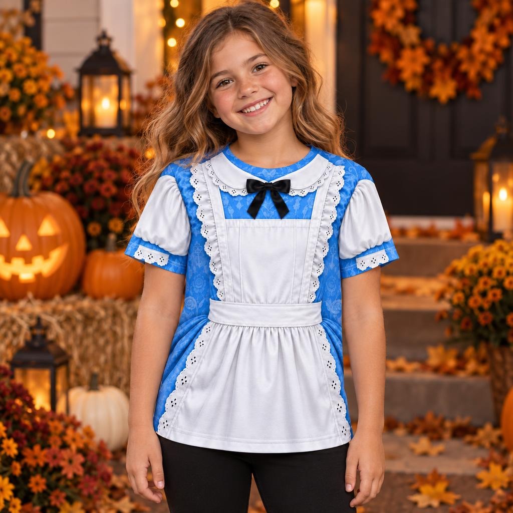 Adventurous Alice Costume All Over Youth T Shirt Youth T-Shirts Old Glory