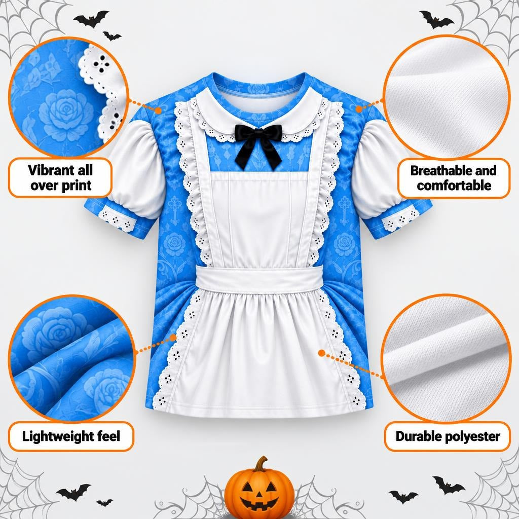 Adventurous Alice Costume All Over Youth T Shirt Youth T-Shirts Old Glory