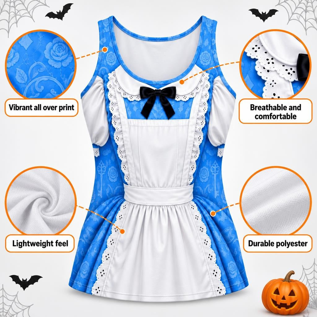 Adventurous Alice Costume All Over Womens Work Out Tank Top Women's Tank Tops Old Glory