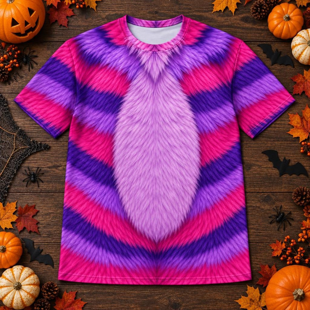 Curious Striped Cat Costume All Over Mens T Shirt Men's T-Shirts Old Glory