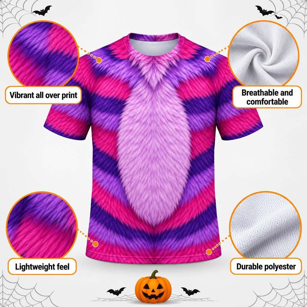 Curious Striped Cat Costume All Over Mens T Shirt Men's T-Shirts Old Glory