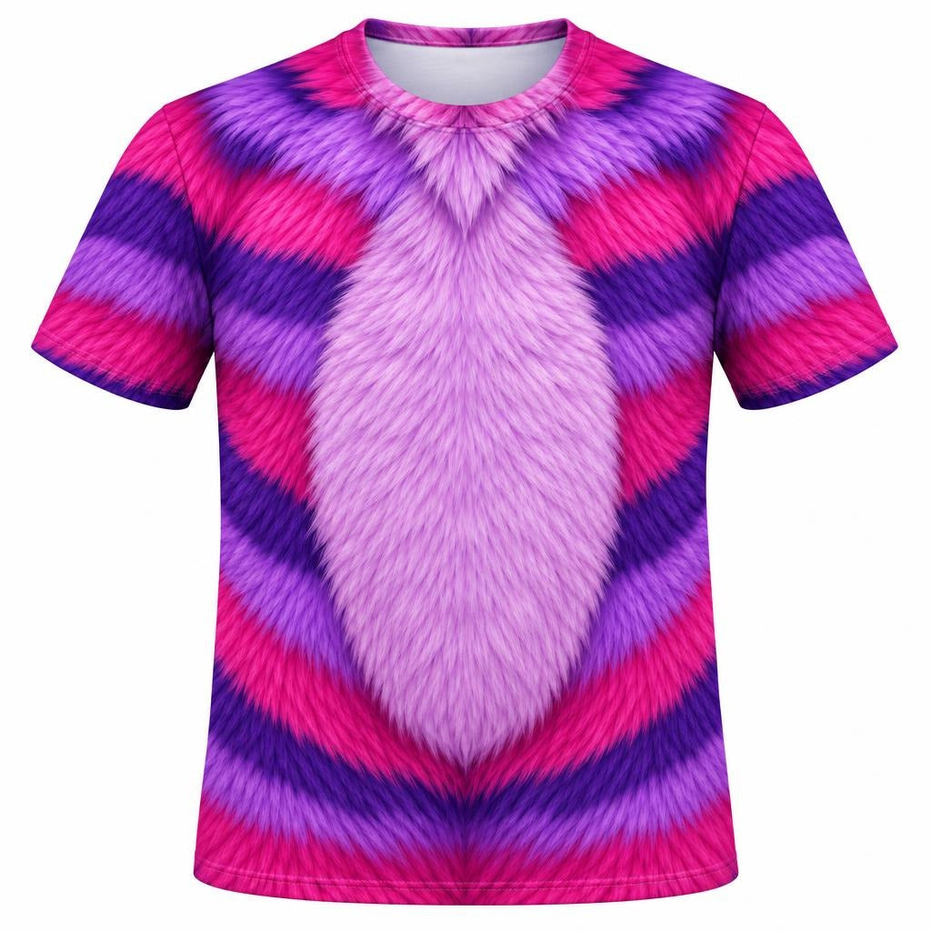 Curious Striped Cat Costume All Over Mens T Shirt Men's T-Shirts Old Glory SM Multicolor