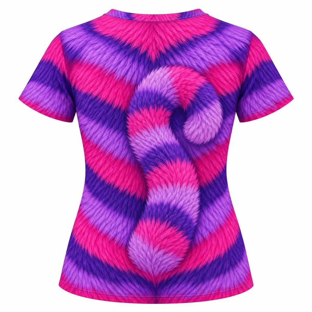 Curious Striped Cat Costume All Over Womens T Shirt Women's T-Shirts Old Glory