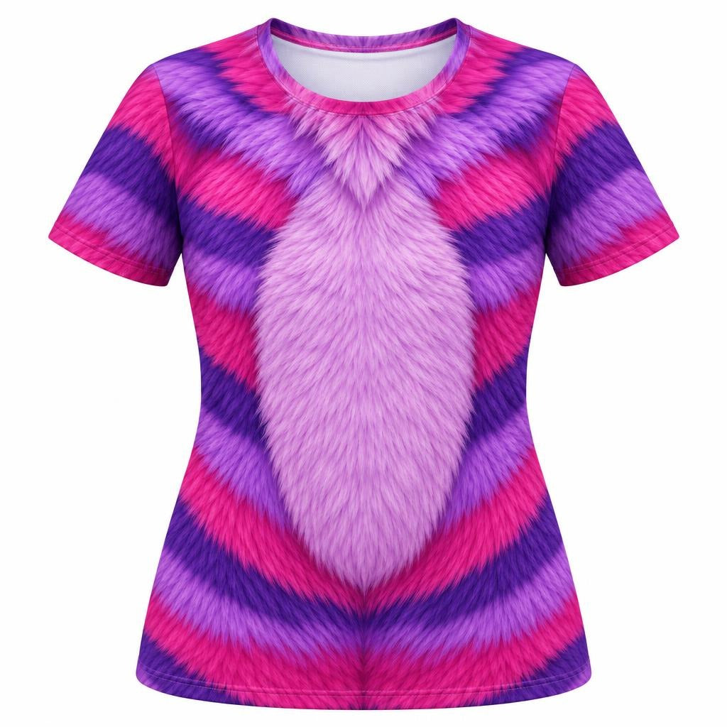 Curious Striped Cat Costume All Over Womens T Shirt Women's T-Shirts Old Glory SM Multicolor