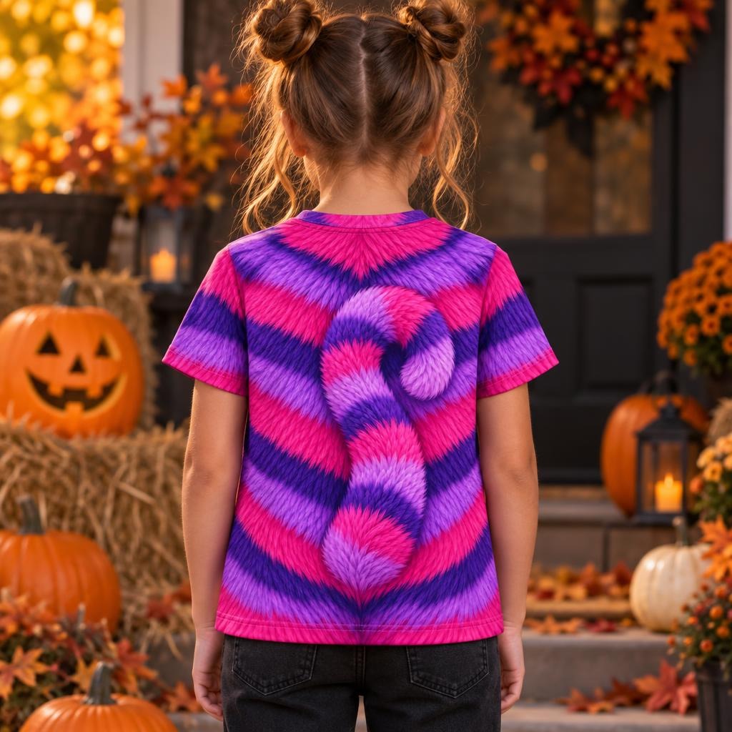Curious Striped Cat Costume All Over Youth T Shirt Youth T-Shirts Old Glory