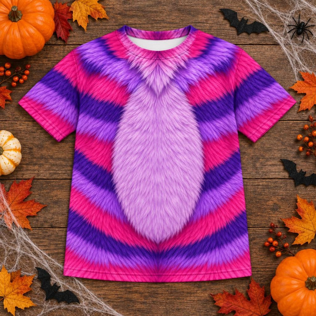 Curious Striped Cat Costume All Over Youth T Shirt Youth T-Shirts Old Glory