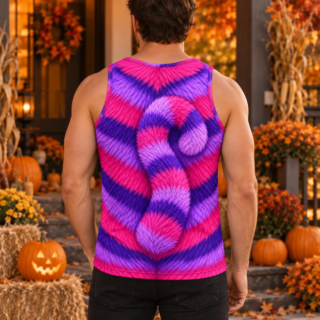 Curious Striped Cat Costume All Over Mens Tank Top Men's Tank Tops Old Glory