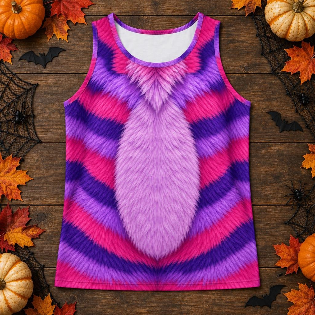 Curious Striped Cat Costume All Over Mens Tank Top Men's Tank Tops Old Glory