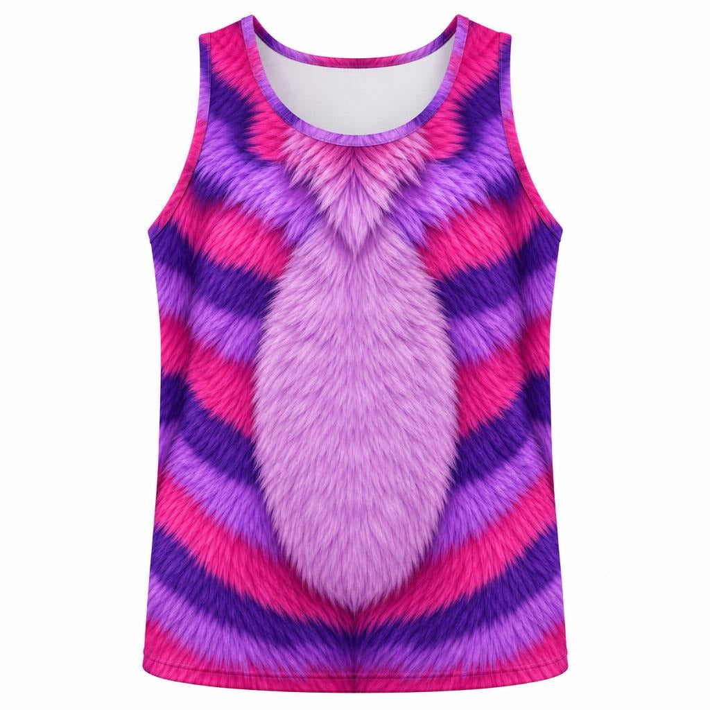 Curious Striped Cat Costume All Over Mens Tank Top Men's Tank Tops Old Glory SM Multicolor
