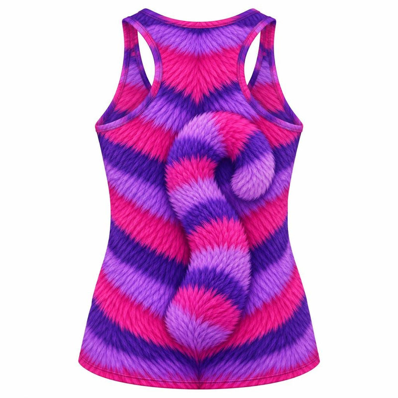 Curious Striped Cat Costume All Over Womens Work Out Tank Top Women's Tank Tops Old Glory