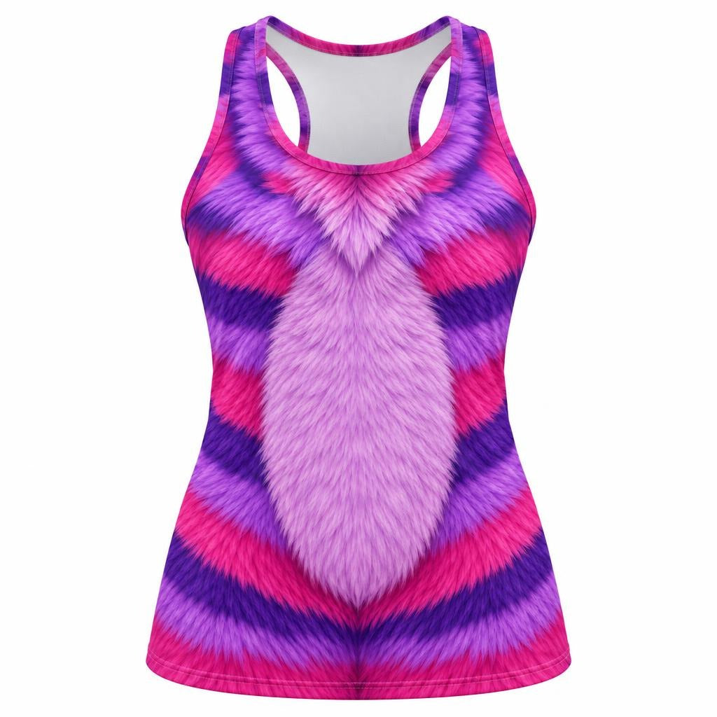 Curious Striped Cat Costume All Over Womens Work Out Tank Top Women's Tank Tops Old Glory SM Multicolor