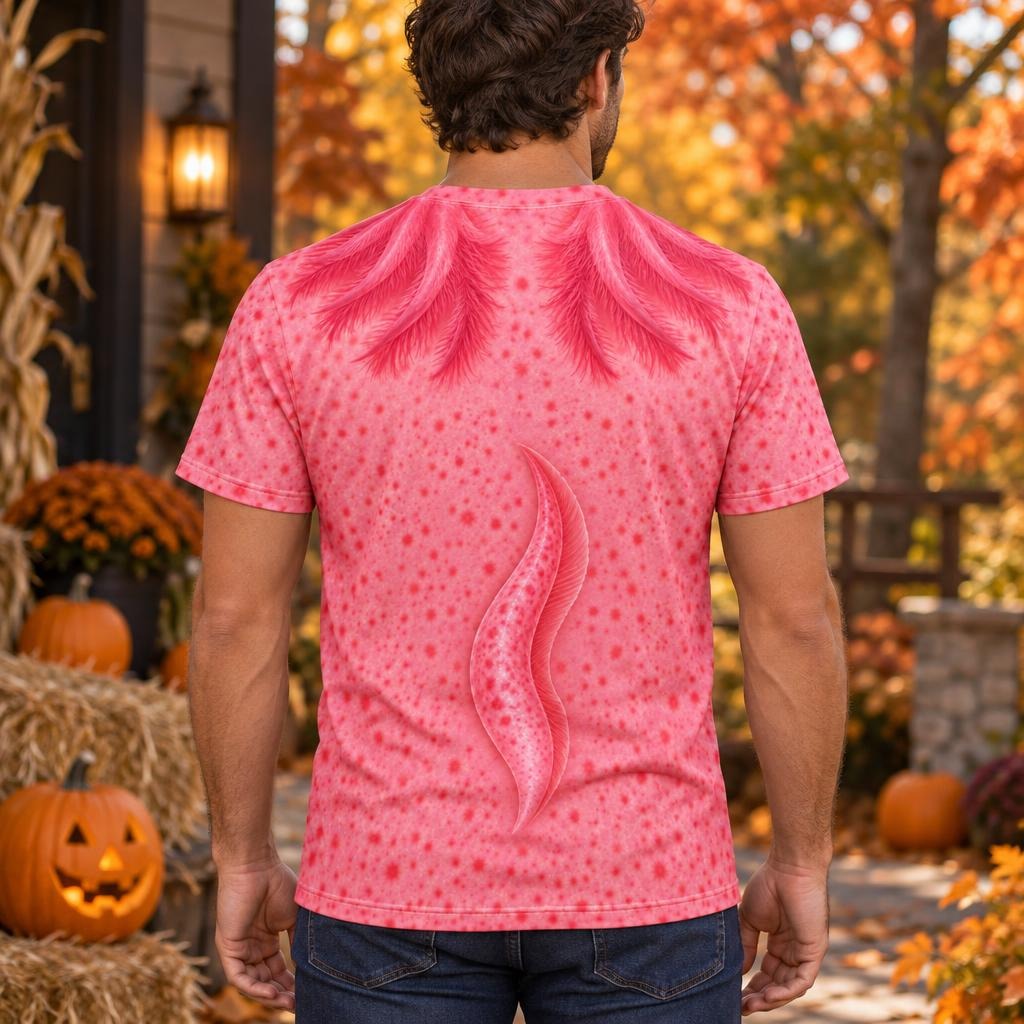 Cute Pink Axolotl Costume All Over Mens T Shirt Men's T-Shirts Old Glory
