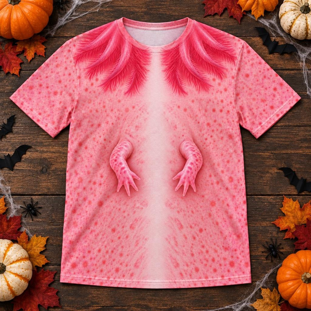 Cute Pink Axolotl Costume All Over Mens T Shirt Men's T-Shirts Old Glory