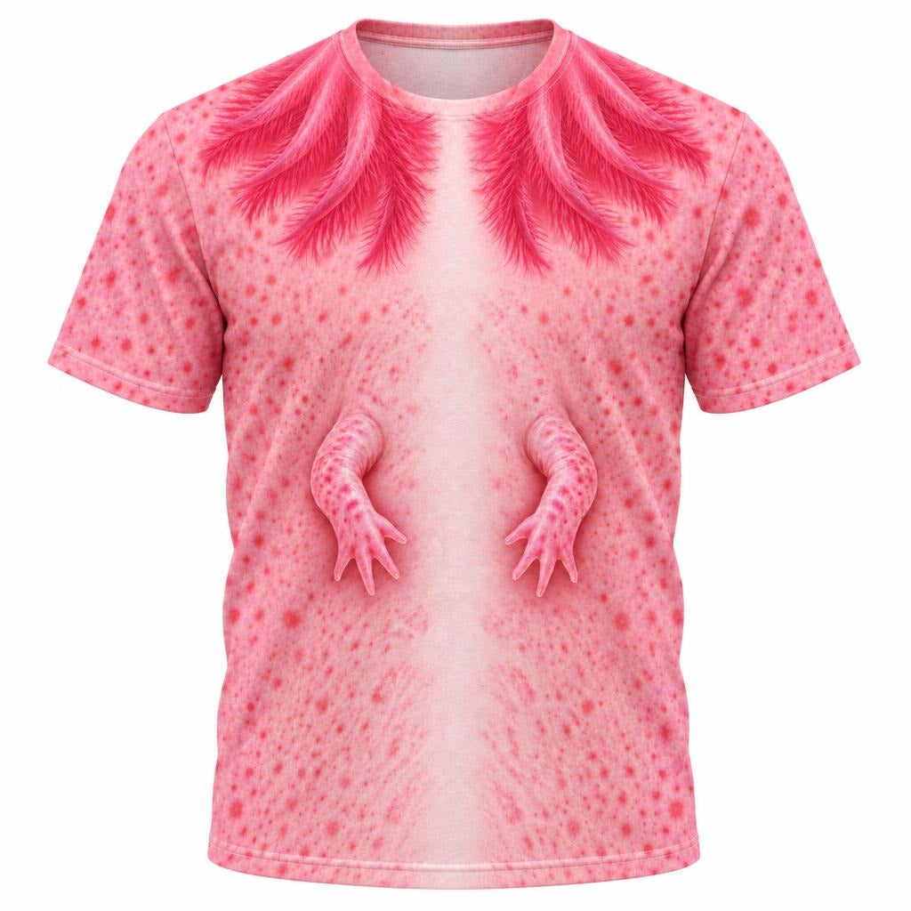 Cute Pink Axolotl Costume All Over Mens T Shirt Men's T-Shirts Old Glory SM Multicolor
