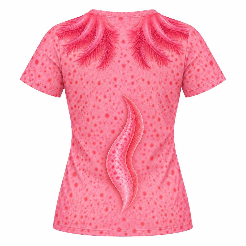 Cute Pink Axolotl Costume All Over Womens T Shirt Women's T-Shirts Old Glory