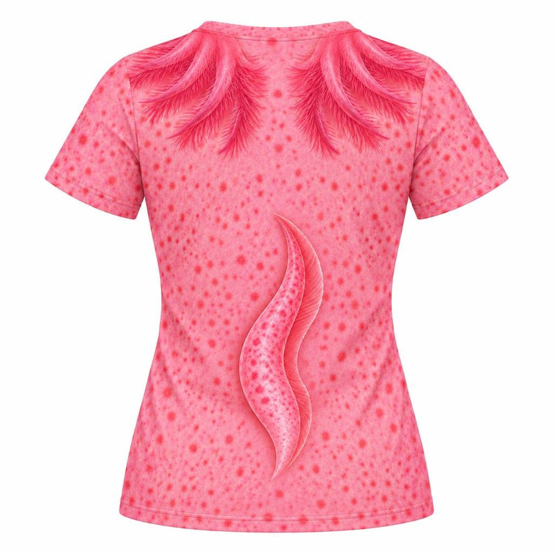 Cute Pink Axolotl Costume All Over Womens T Shirt Women's T-Shirts Old Glory