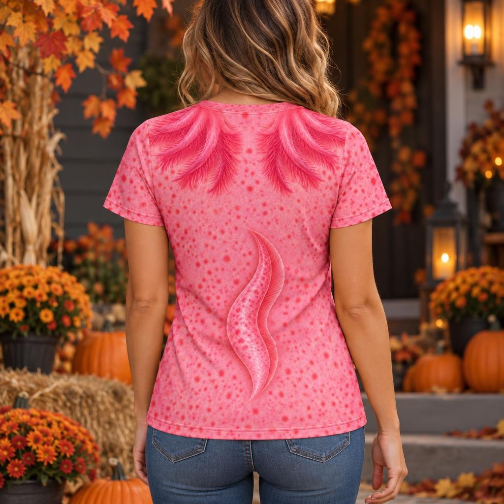 Cute Pink Axolotl Costume All Over Womens T Shirt Women's T-Shirts Old Glory