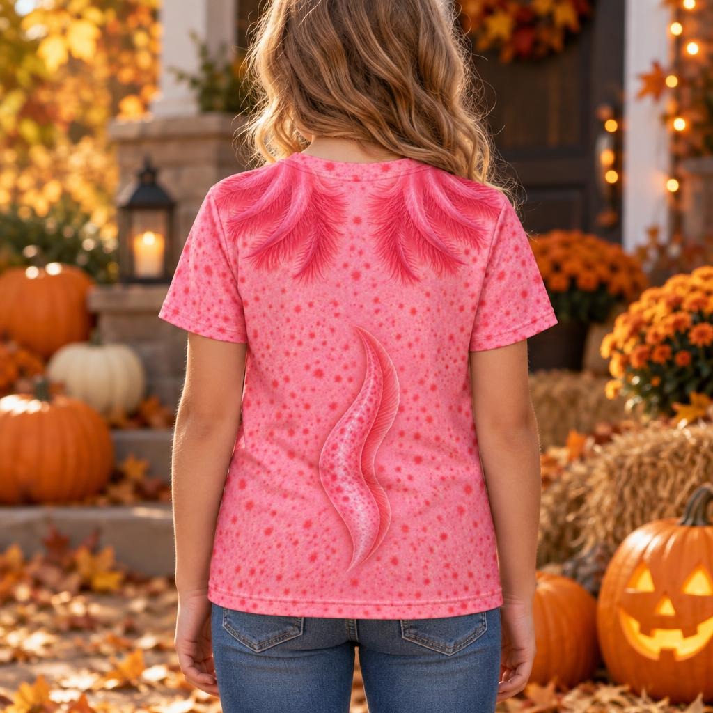 Cute Pink Axolotl Costume All Over Youth T Shirt Youth T-Shirts Old Glory