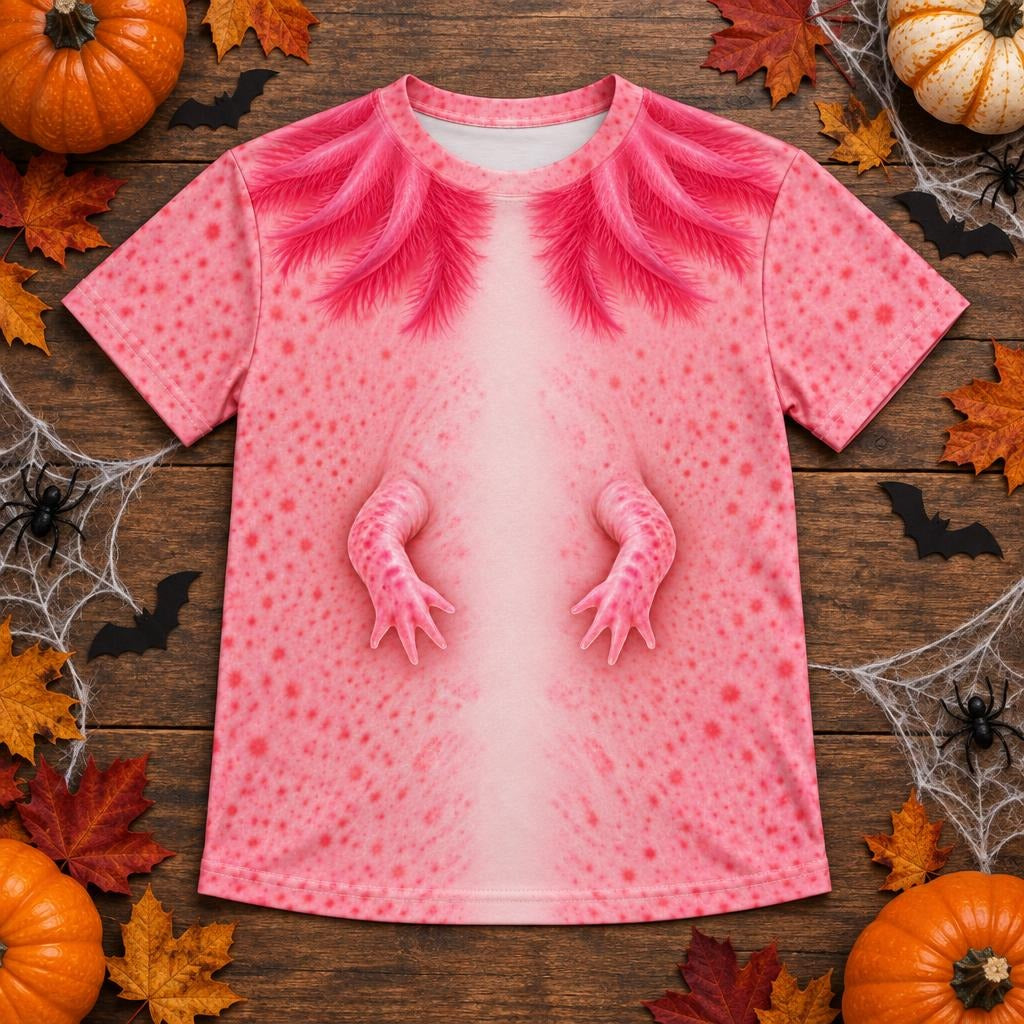 Cute Pink Axolotl Costume All Over Youth T Shirt Youth T-Shirts Old Glory