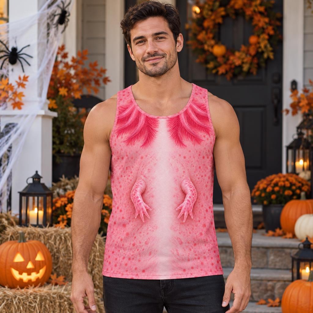 Cute Pink Axolotl Costume All Over Mens Tank Top Men's Tank Tops Old Glory