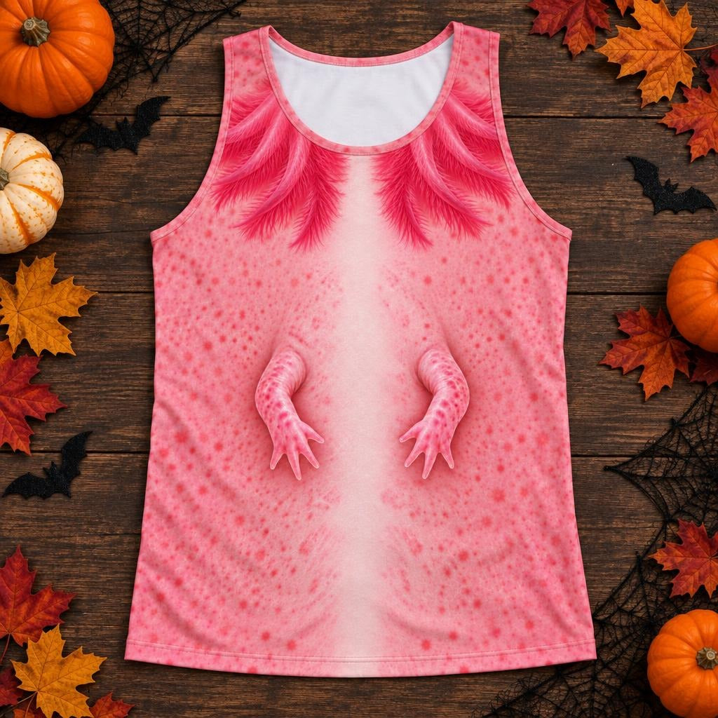 Cute Pink Axolotl Costume All Over Mens Tank Top Men's Tank Tops Old Glory