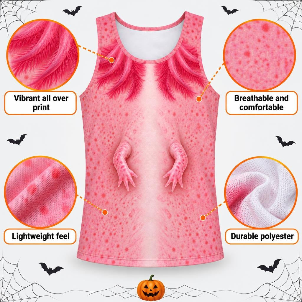 Cute Pink Axolotl Costume All Over Mens Tank Top Men's Tank Tops Old Glory