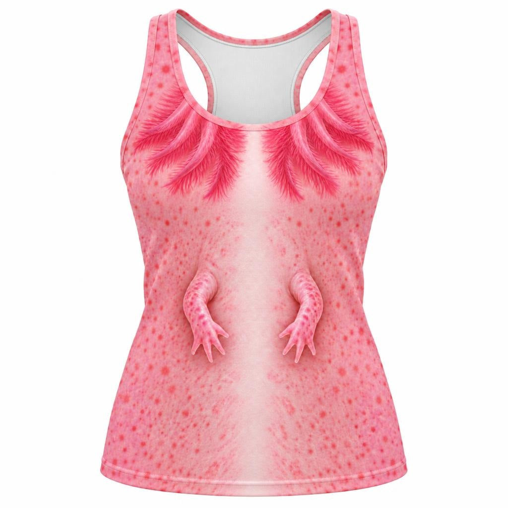 Cute Pink Axolotl Costume All Over Womens Work Out Tank Top Women's Tank Tops Old Glory SM Multicolor