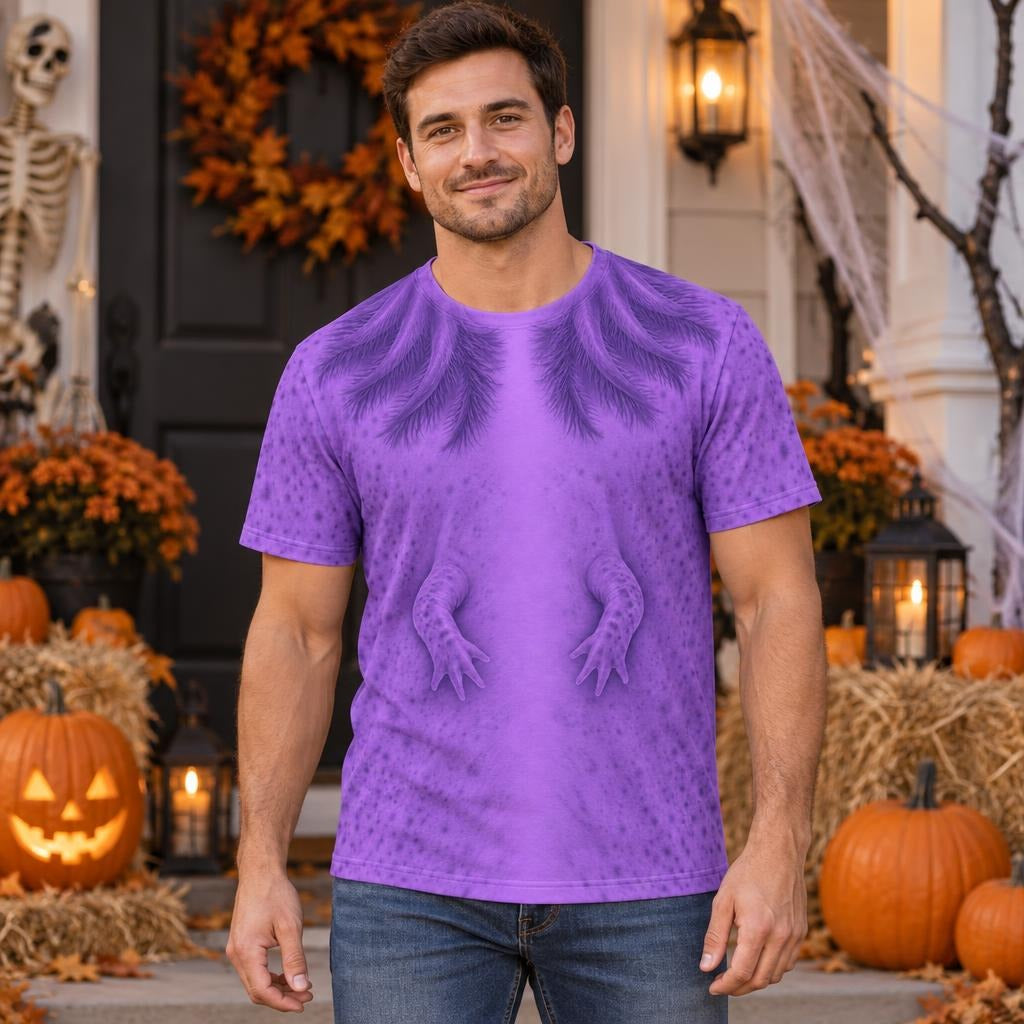 Cute Purple Axolotl Costume All Over Mens T Shirt Men's T-Shirts Old Glory
