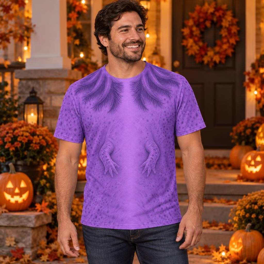 Cute Purple Axolotl Costume All Over Mens T Shirt Men's T-Shirts Old Glory