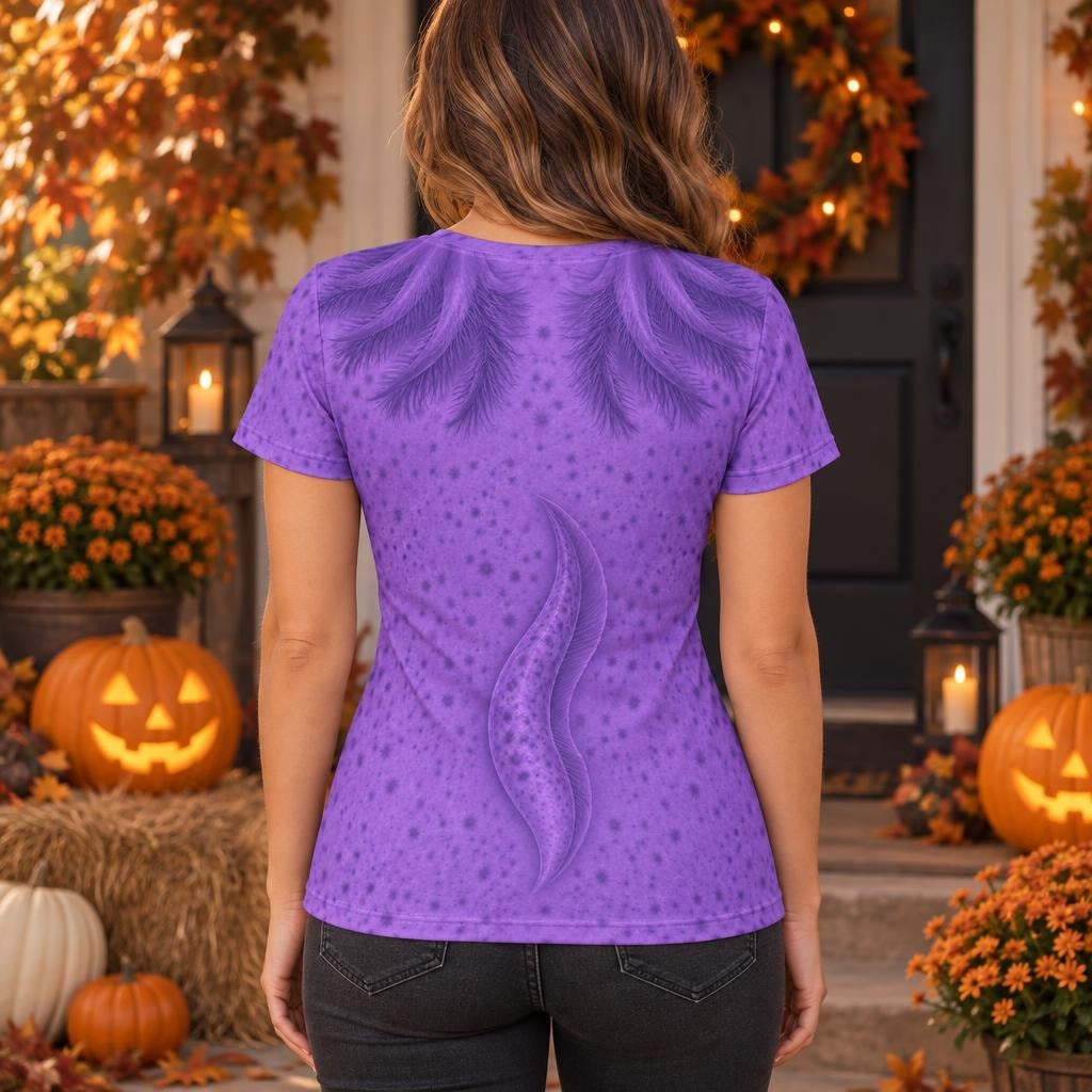Cute Purple Axolotl Costume All Over Womens T Shirt Women's T-Shirts Old Glory