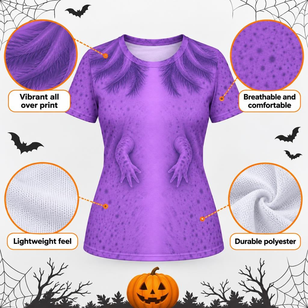 Cute Purple Axolotl Costume All Over Womens T Shirt Women's T-Shirts Old Glory
