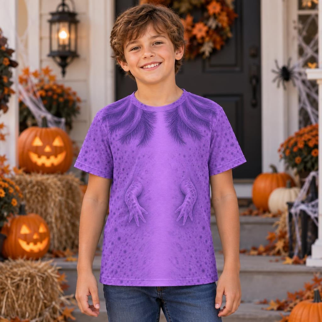 Cute Purple Axolotl Costume All Over Youth T Shirt Youth T-Shirts Old Glory