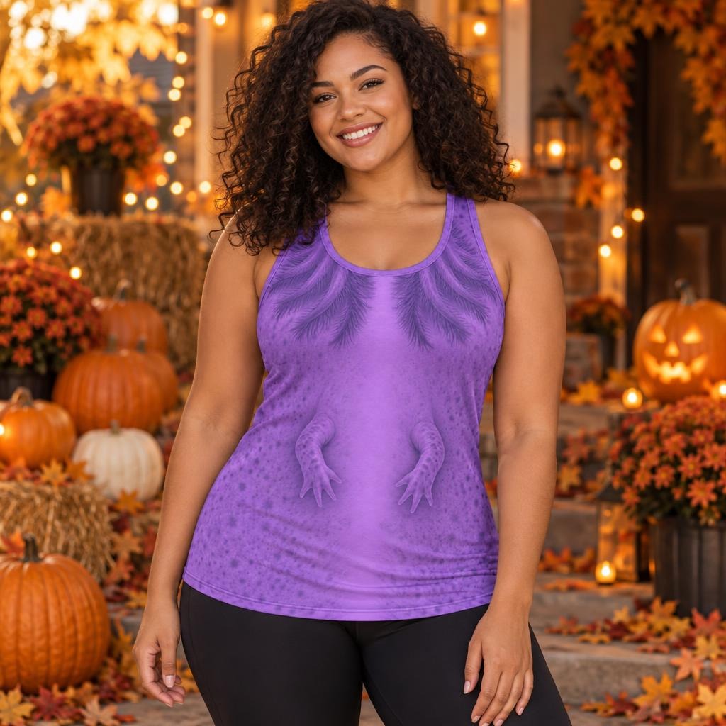 Cute Purple Axolotl Costume All Over Womens Work Out Tank Top Women's Tank Tops Old Glory