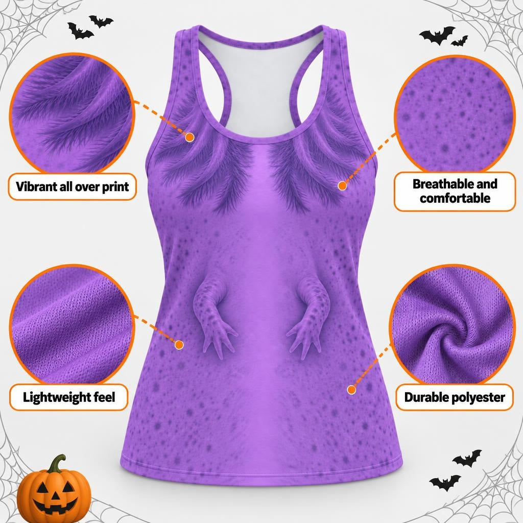 Cute Purple Axolotl Costume All Over Womens Work Out Tank Top Women's Tank Tops Old Glory