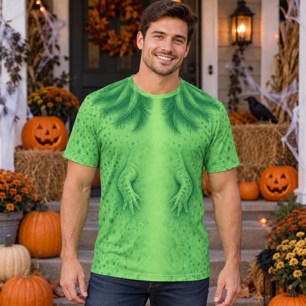 Cute Green Axolotl Costume All Over Mens T Shirt Men's T-Shirts Old Glory