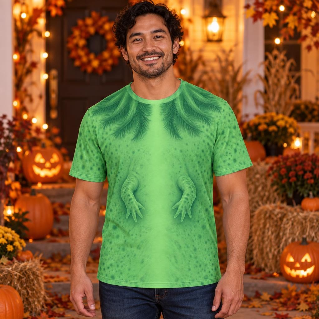 Cute Green Axolotl Costume All Over Mens T Shirt Men's T-Shirts Old Glory