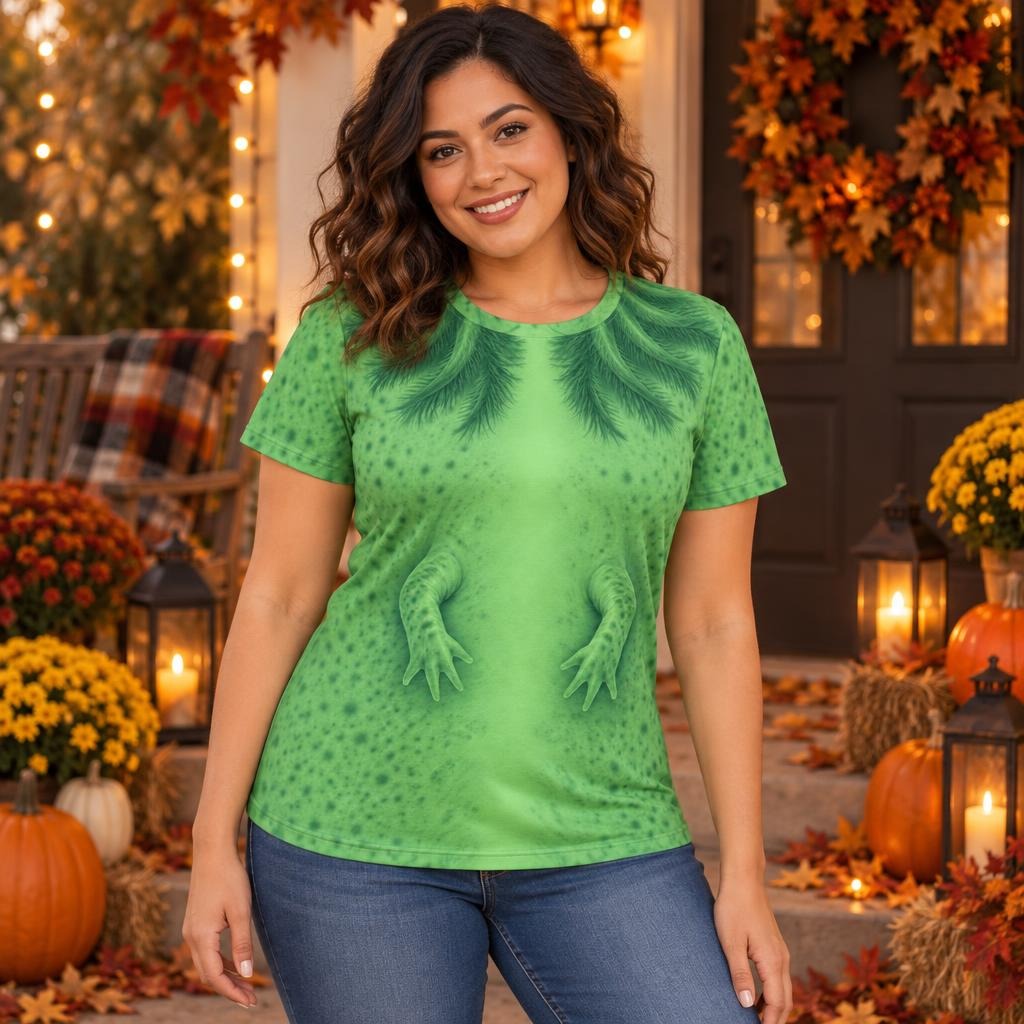 Cute Green Axolotl Costume All Over Womens T Shirt Women's T-Shirts Old Glory